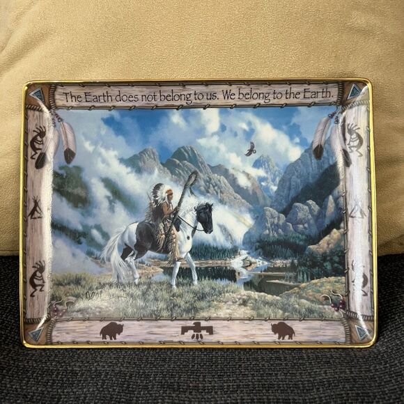 WE BELONG TO THE EARTH Franklin Mint American Indian Heritage Museum Plate Decor - Picture 1 of 4